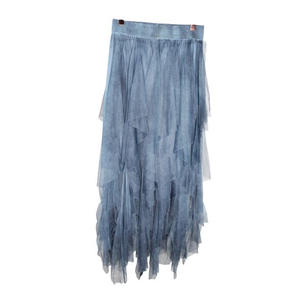 Tiered Tulle Maxi Skirt Long Length Grey Blue Dark Fairy Magical Witchy Hippie - Picture 2 of 9